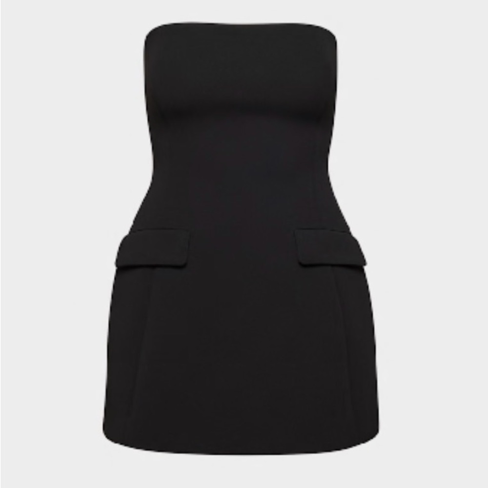 Aritzia Strapless Black Mini Dress with Flap Pocket Detail